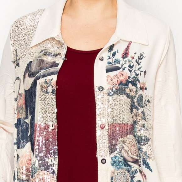 Origami by Vivien Texas Lone Star Sequin Blouse - Picture 5 of 7